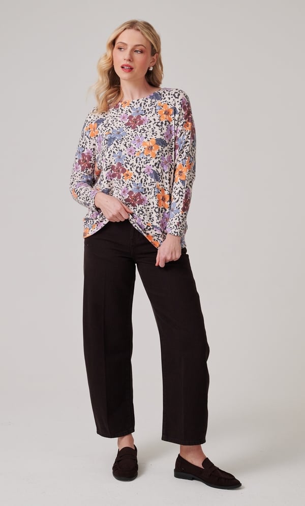 Floral Print Batwing Jumper