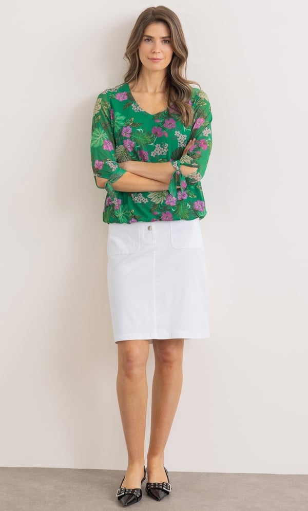 Garden Print Mesh Top
