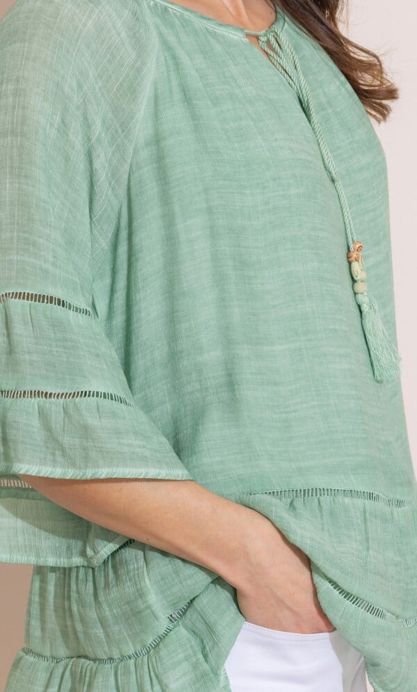 Ruffle Hem Peplum Top