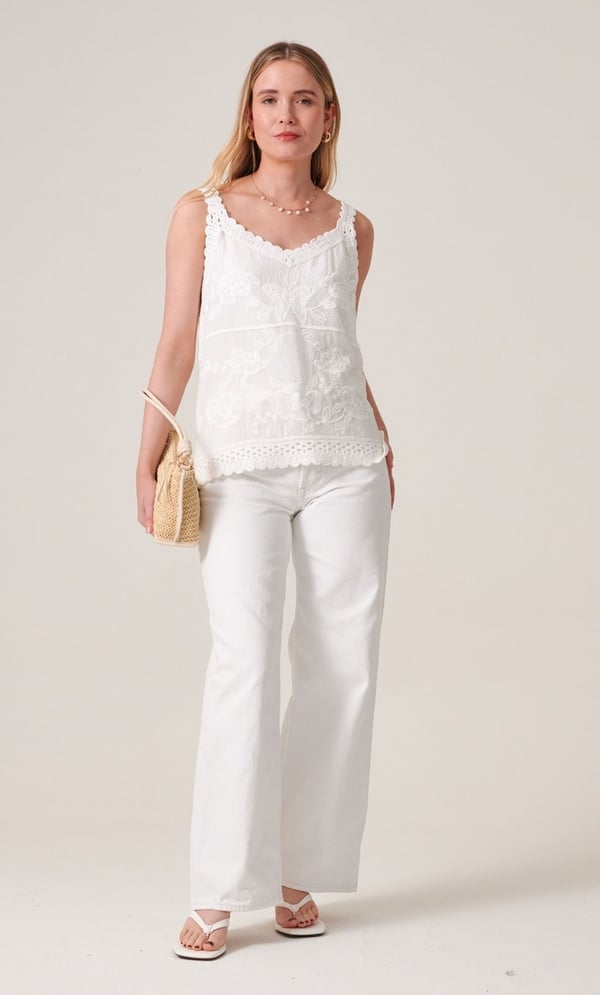 Embroidered And Crochet Trim Top