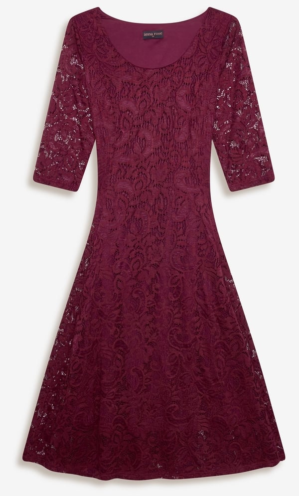 Anna Rose Floral Stretch Lace Midi Dress
