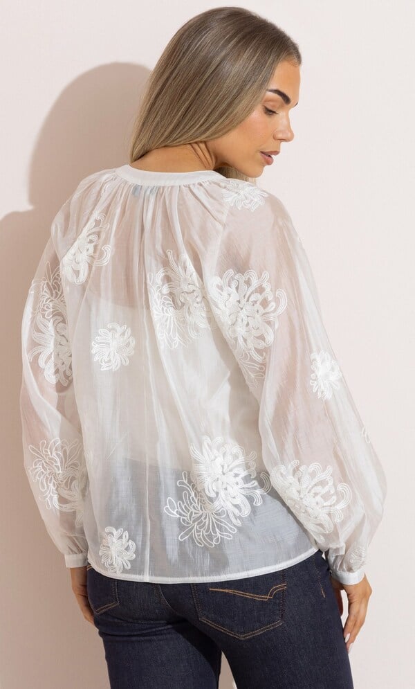 Embroidered Long Sleeve Top