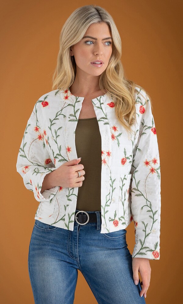 Floral Embroidered Quilted Jacket