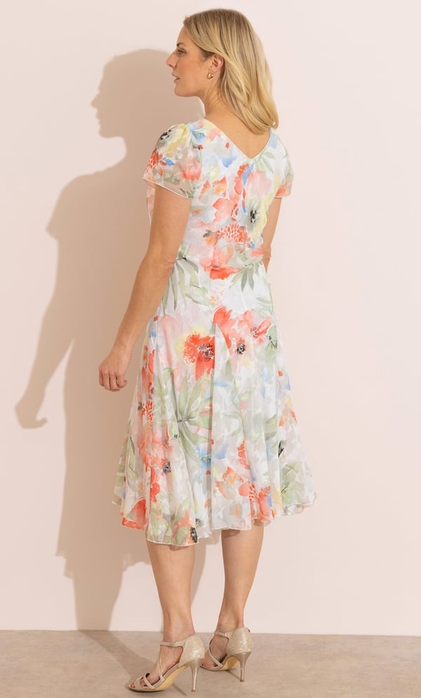 Anna Rose Bias Cut Bouquet Printed Dress