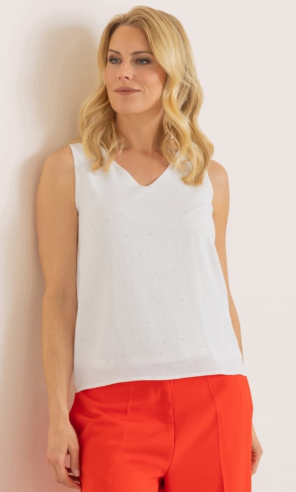 Embellished Sleeveless Textured Top
