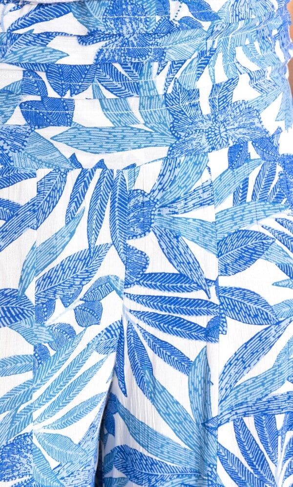 Leaf Print Wide Leg Trousers