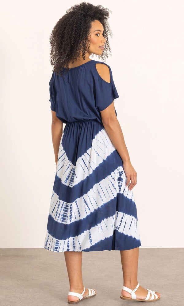 Tie Dye Cold Shoulder Midaxi Dress