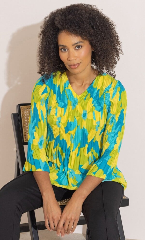 Floral Print Pleated Top