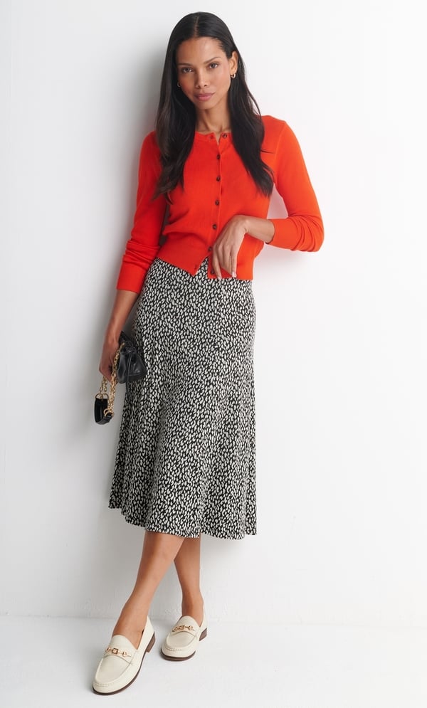 Anna Rose Animal Pattern Jacquard Midi Skirt