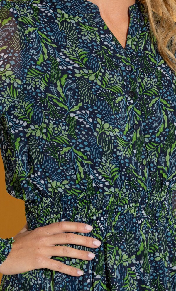 BLACK MIDI DRESS WITH MULTI BOTANICAL PRINT main image 1