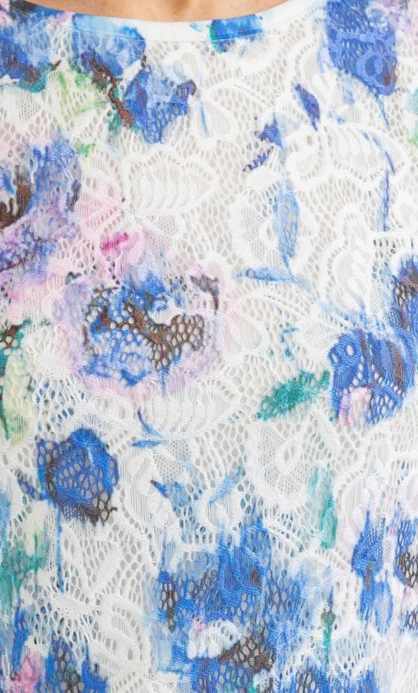 Anna Rose Printed Lace And Jersey Top