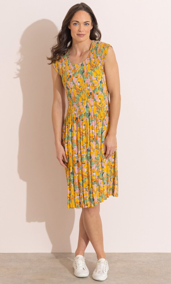 Floral Print Pleated Dress