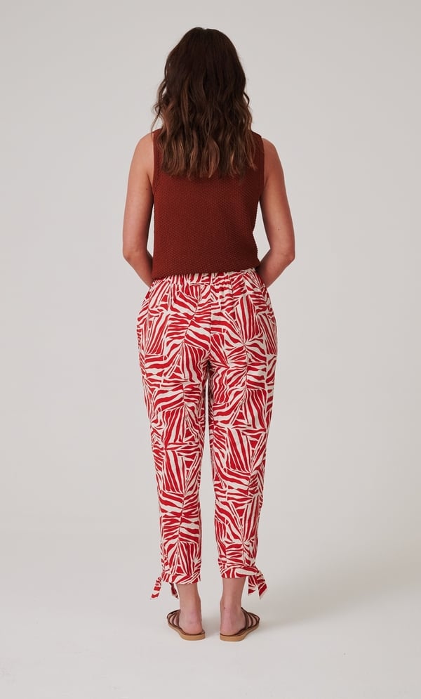 Printed Tie Hem Cropped Trousers