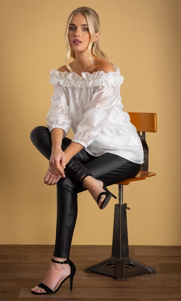 Embellished Floral Bardot Top