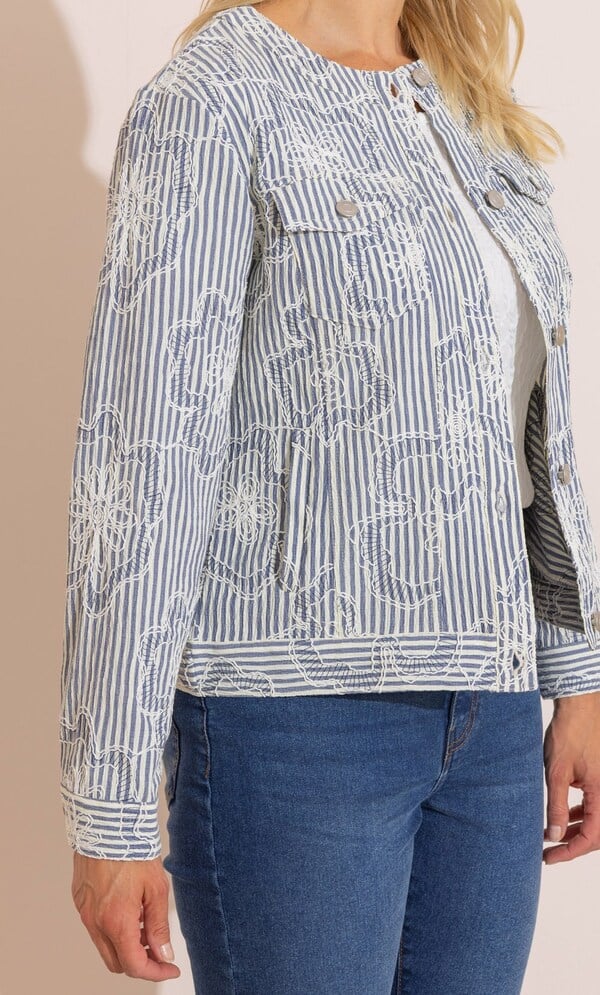 Anna Rose Embroidered Stripe Jacket