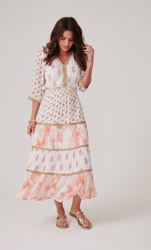 Floral Printed Folk Style Maxi Dress