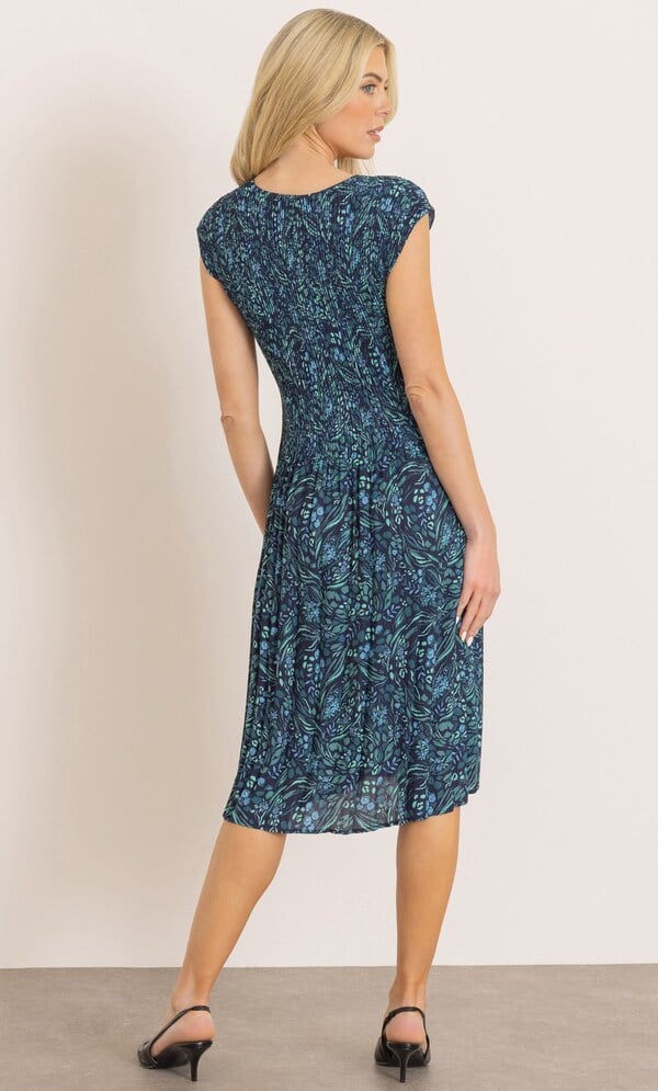 Botanical Print Pleated Dress
