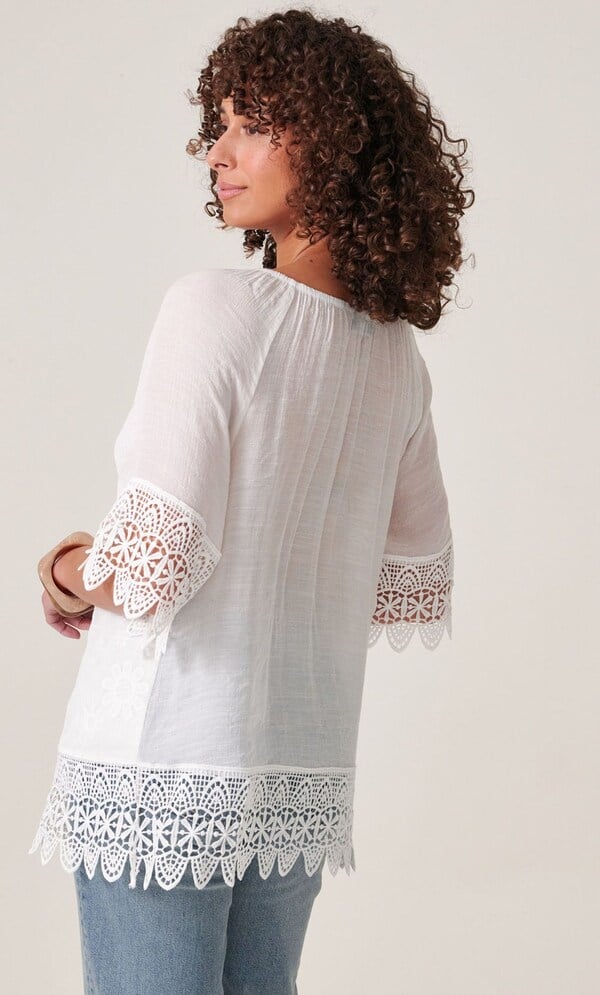 Floral Embroidery and Crochet Top