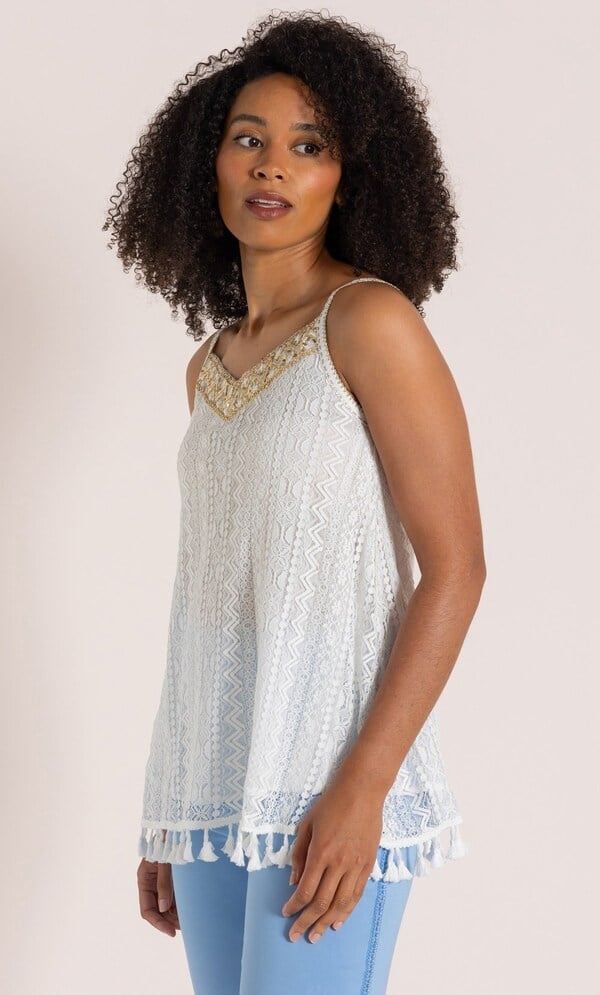 Embellished Lace Strappy Top