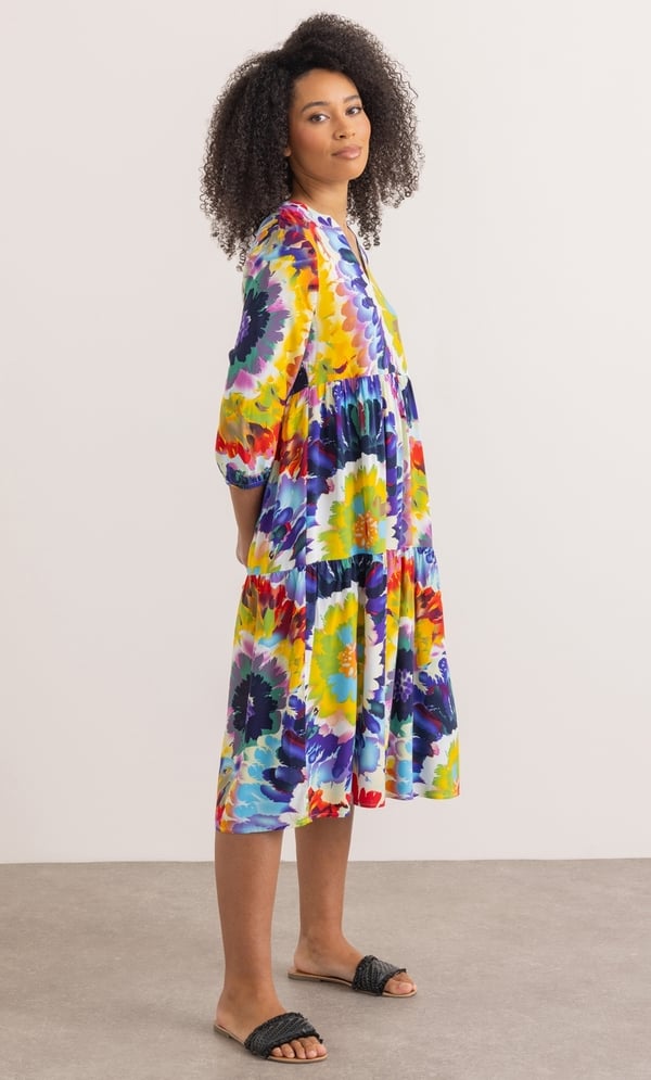 Bold Floral Printed Loose Fit Dress