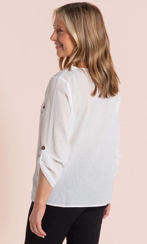 Anna Rose Embellished Printed Cotton Top With Necklace