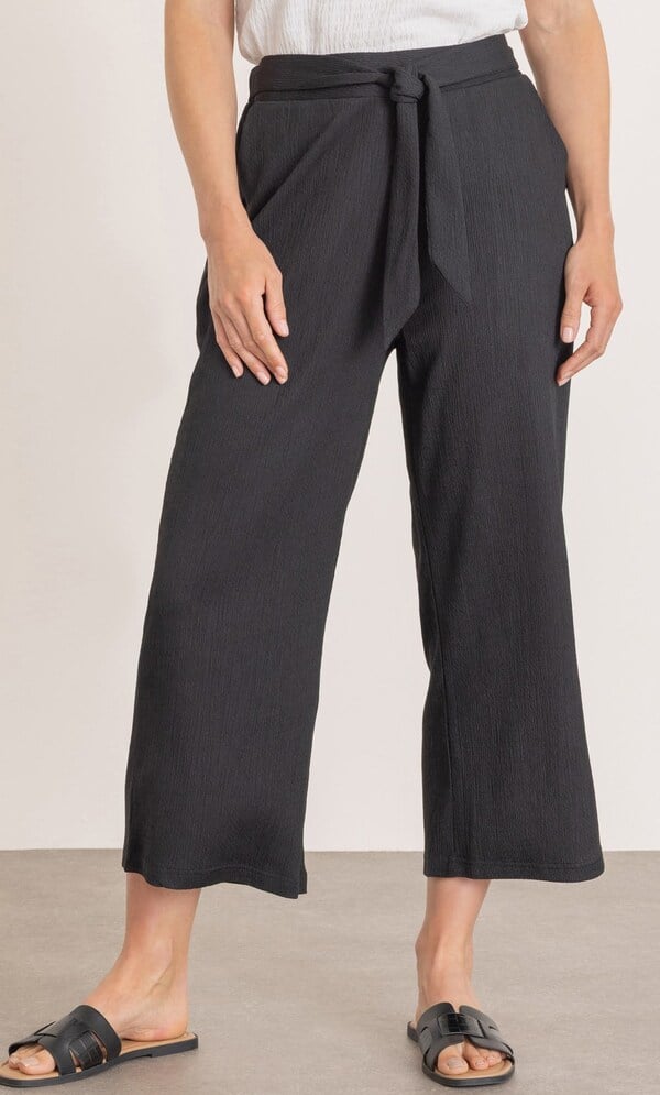 Textured Wide Leg Cropped Jersey Trousers