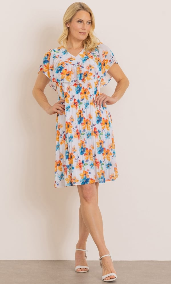 PRINT PLEATED DRESS