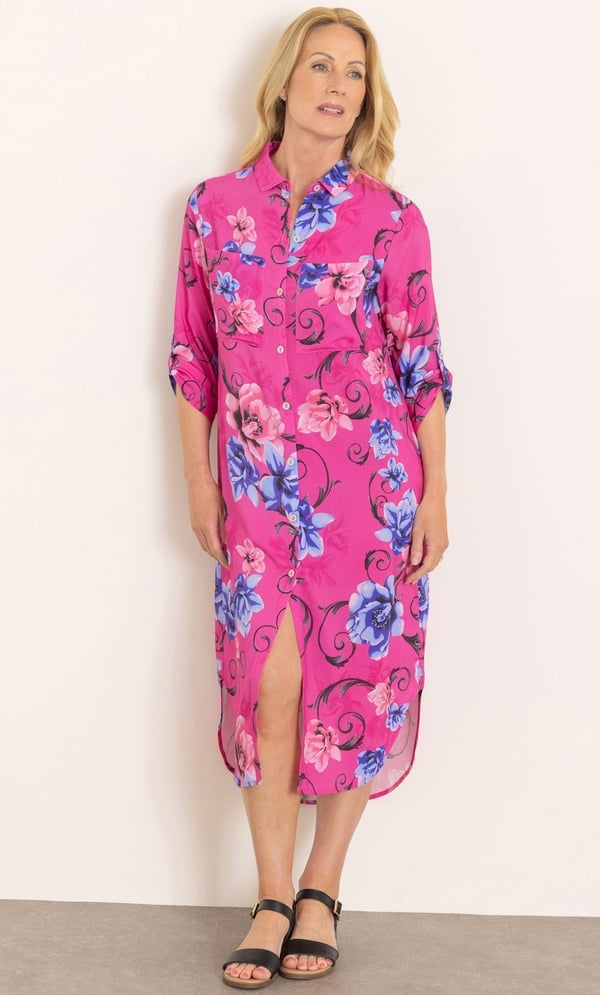 Anna Rose Floral Print Shirt Dress