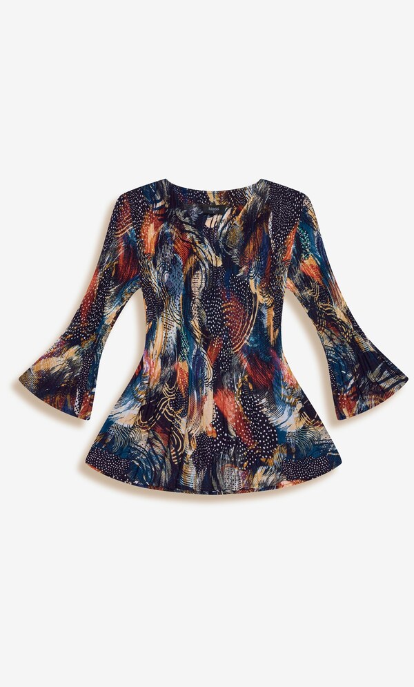 Pleated Abstract Print Top
