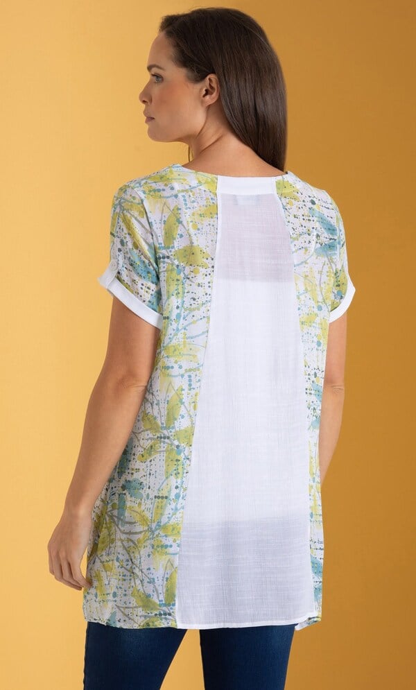 Splatter Print And Plain Tunic Top