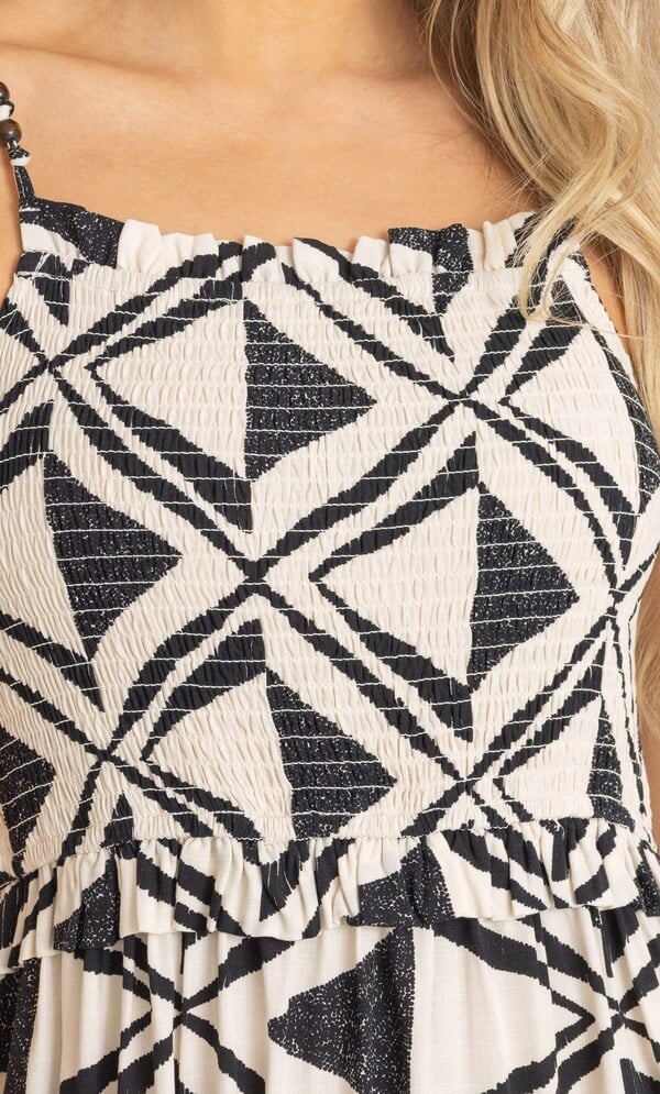 Printed Smocked Maxi Dress