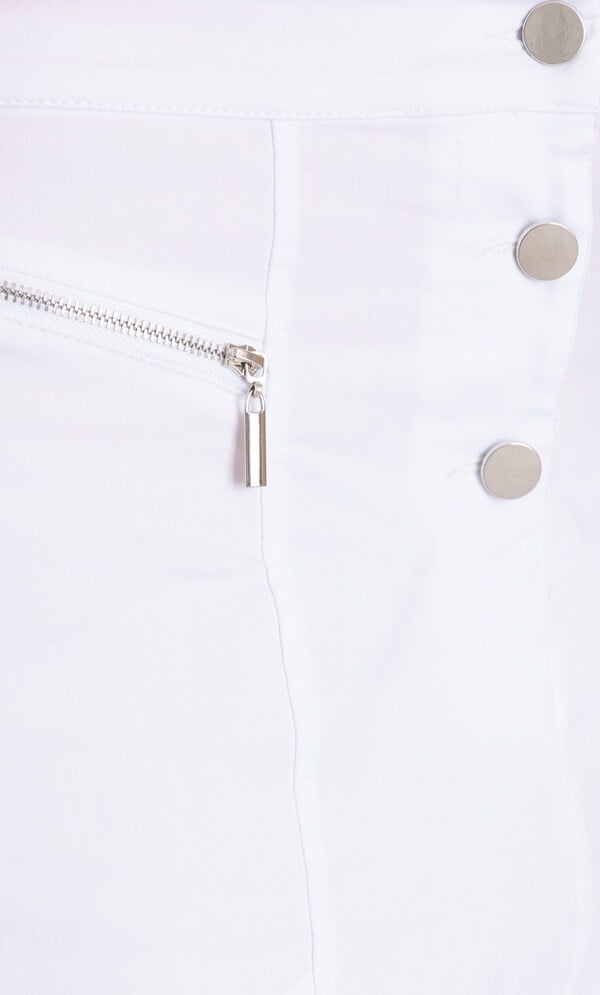 Button Front Stretch Skirt