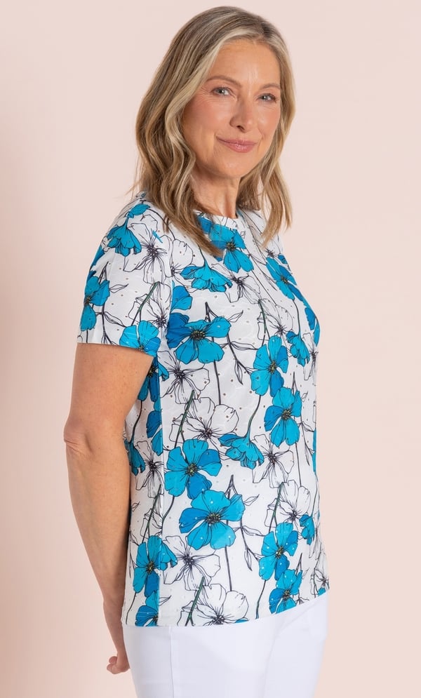 Anna Rose Floral Printed Stretch Top
