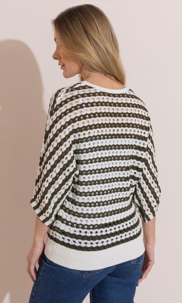 Striped Open Knit Top