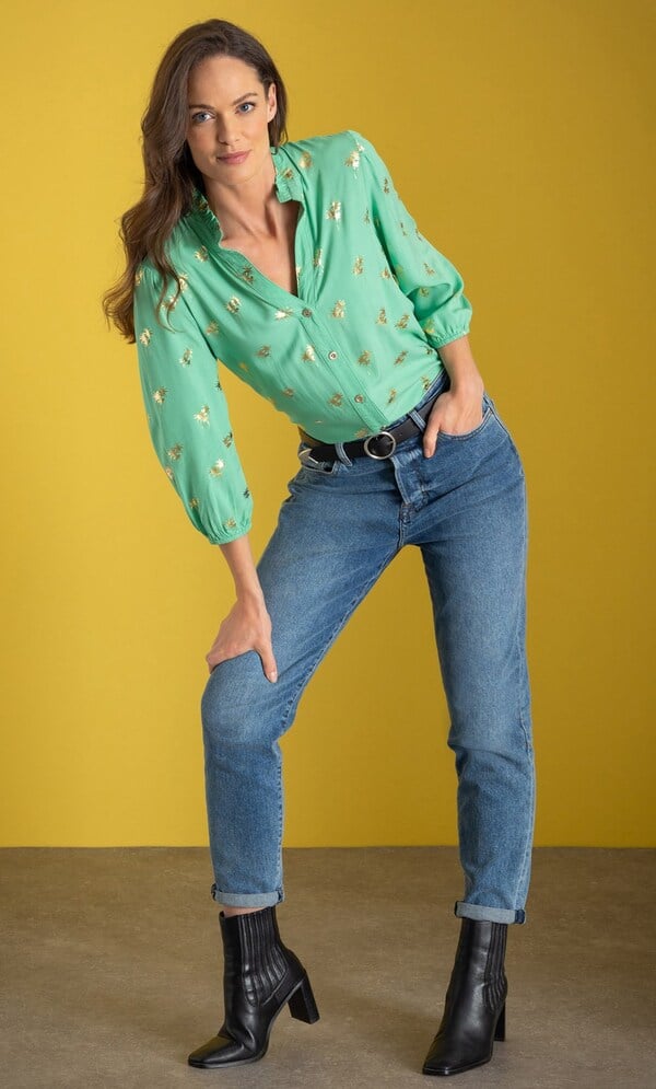 Foil Palm Tree Blouse