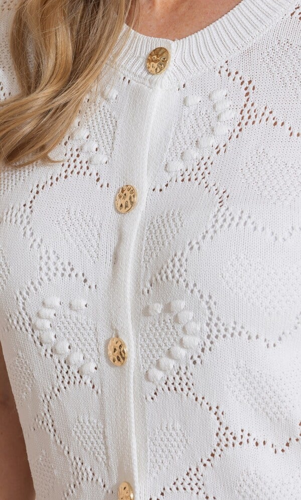Short Sleeve Heart Knitted Cardigan