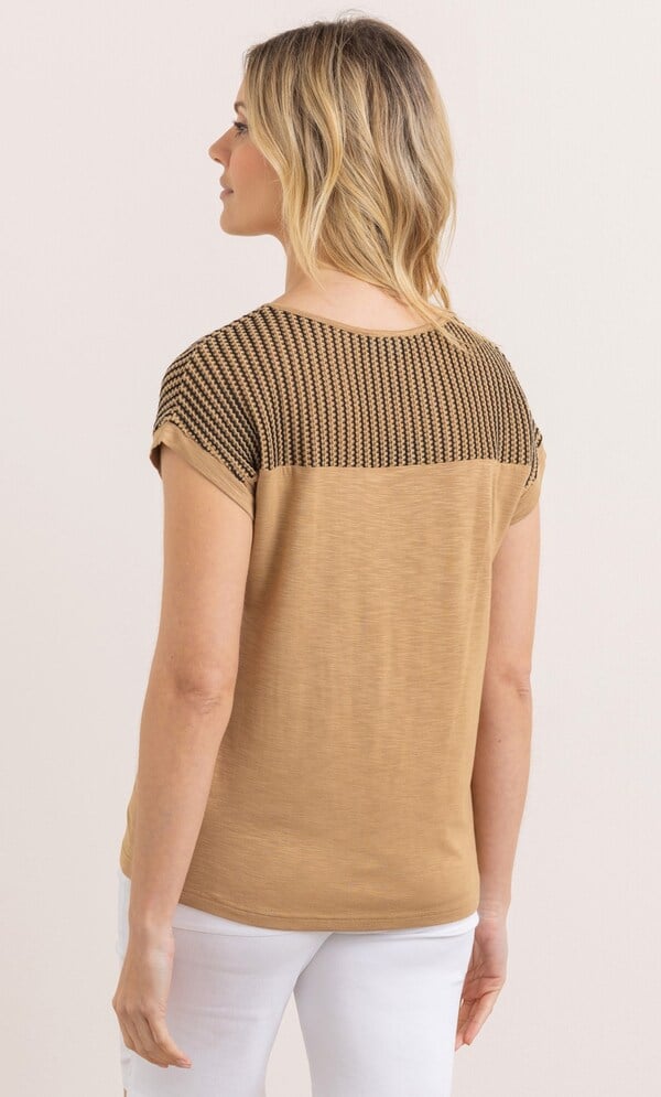 Crochet Knit Panel Jersey Top