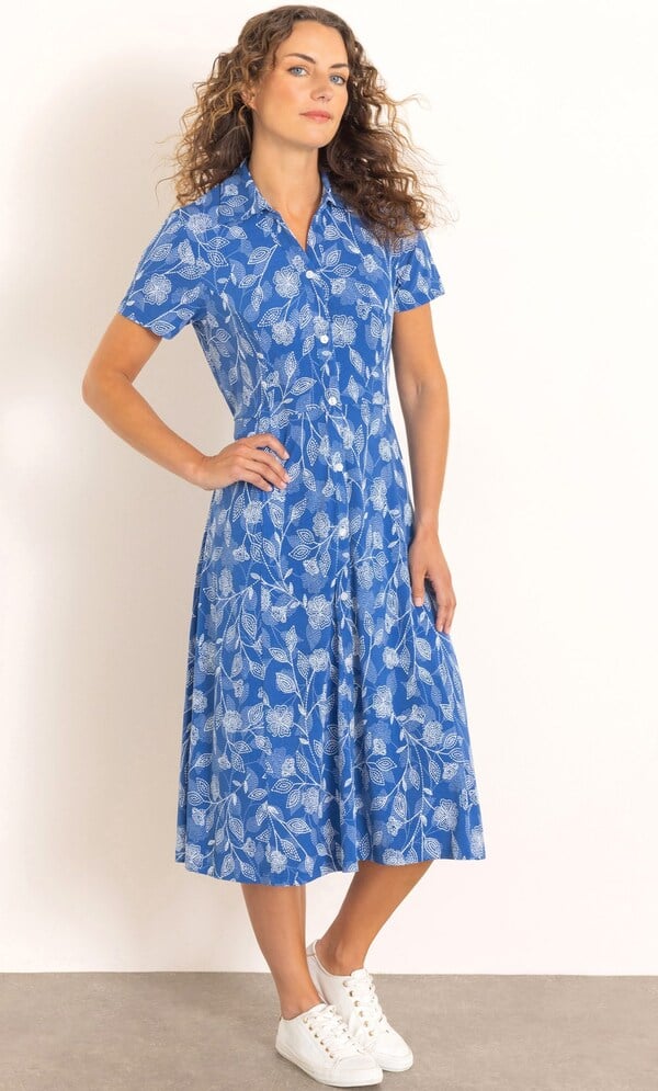 Anna Rose Textured Printed Jersey Shirt Dress