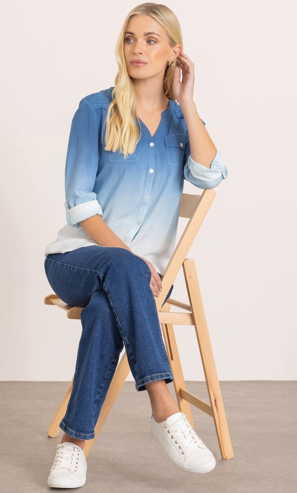 Embroidered Dip Dye Shirt