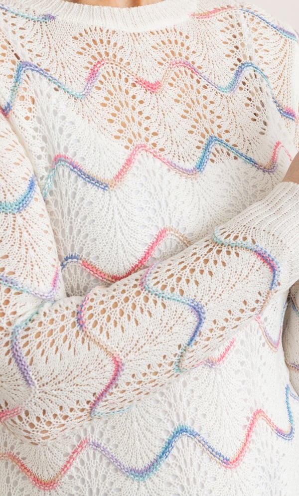 Anna Rose Wave Design Pointelle Knit Jumper