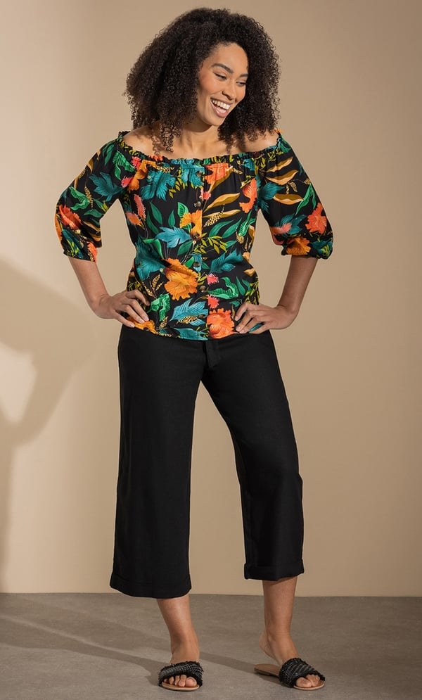 Exotic Print Bardot Top