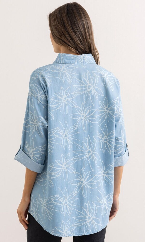Floral Print Oversized Cotton Shirt