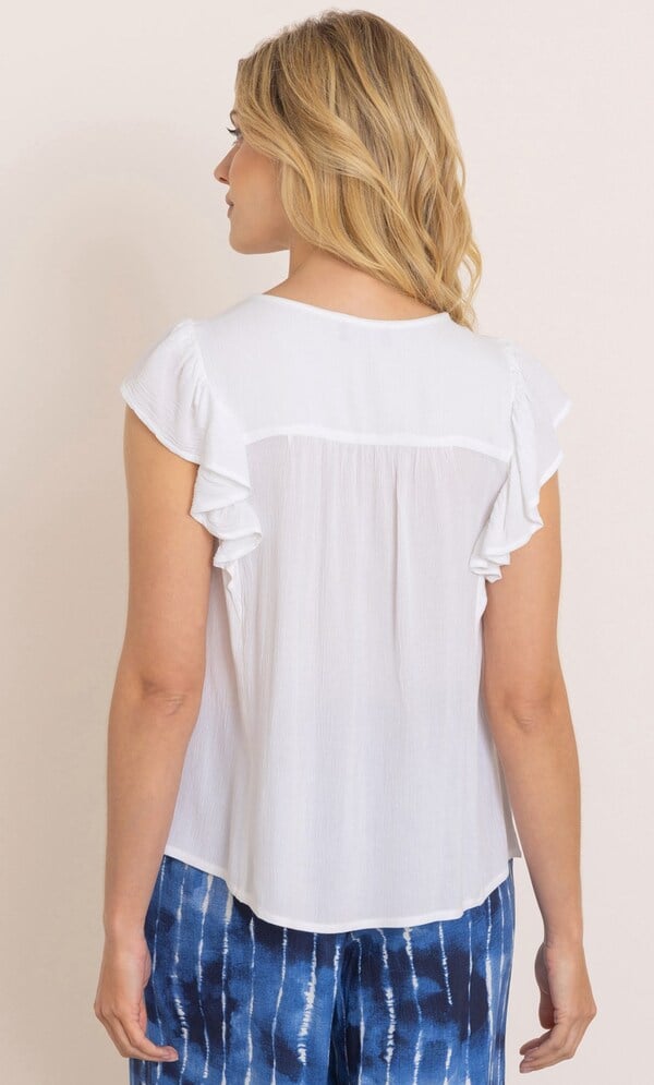 Short Sleeve Lace Trim Blouse