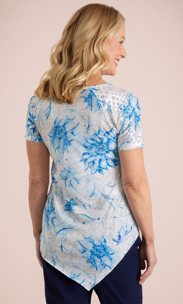 Anna Rose Asymmetric Patchwork Print Tunic Top