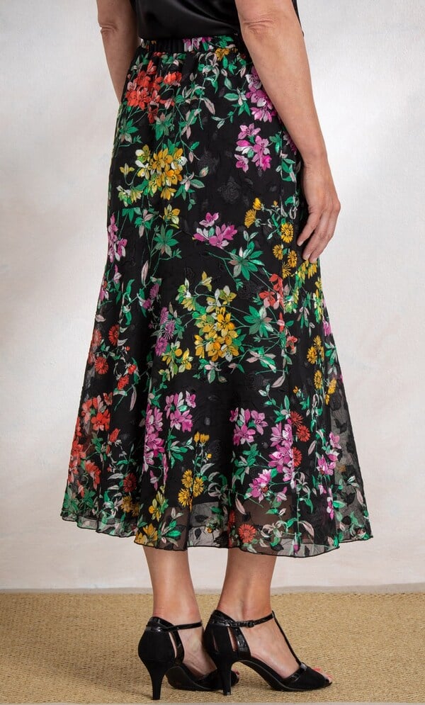 Anna Rose Floral Print Bias Cut Midi Skirt