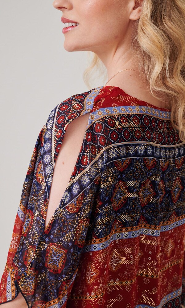 Printed Cold Shoulder Kimono Blouse
