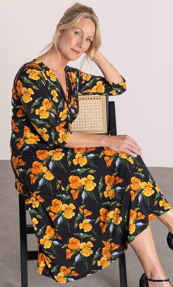 Anna Rose Printed Twist Front ITY Dress