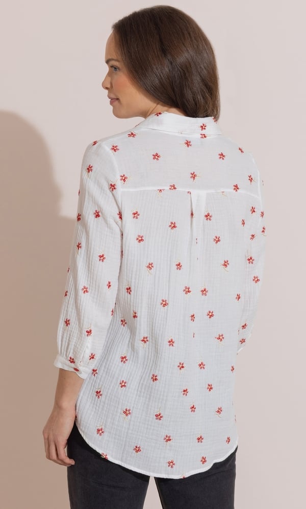 Floral Embroidered Textured Cotton Blouse