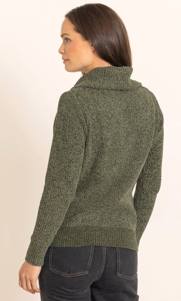 Cowl Neck Long Sleeve Chenille Knitted Jumper