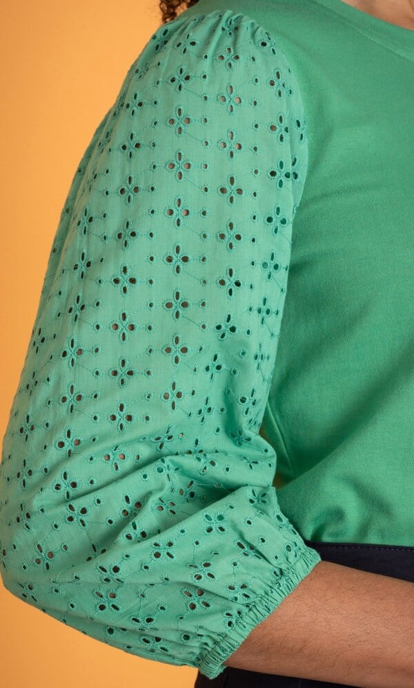 Broderie Anglaise Blouson Sleeve Top